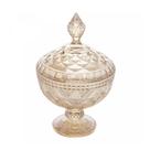 Potiche Cristal c/Pé Diamond Âmbar Metalizado 15cx23cm- Lyor