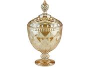 Potiche de Cristal com Pé Diamond Âmbar Metalizado 15cm x 28cm - Lyor