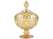 Potiche de Cristal com Pé Diamond Âmbar Metalizado Lyor
