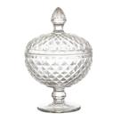 Potiche de Vidro C/ Pé Lumiere Transparente Baleiro Bomboniere 12x18,5cm Resistente