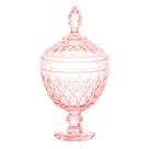 Potiche Decorativo Cristal com Pé Angel Rosa 15x28cm