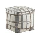Pouf otomano moderno Benzara beige gris con diseño de cuadros gruesos 40 cm Pouf otomano moderno Benzara beige gris con diseño de cuadros gruesos 40 cm
