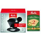 Pour Over Coffee Cone Brewer Melitta Black com filtro 2 Pour Over Coffee Cone Brewer Melitta Black com filtro 2