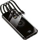 Power Bank 10000mAh com Carregamento por Indução 4 Cabos Embutidos USBC USB V8 Lightninngg Micro USB iPhonnee Android Vi