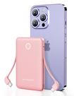 Power bank miisso 6000 mAh ultrafino com cabos integrados rosa