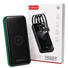 Power bank portátil espada 20000mah turbo cabos integrados verde