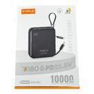 Power bank portátil turbo 22.5w com visor cabo typec lightning preto