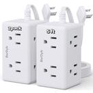 Power Strip BSRdyb, plugue plano de 5 pés e 6 tomadas, suporte de parede, branco Power Strip BSRdyb, plugue plano de 5 pés e 6 tomadas, suporte de parede, branco