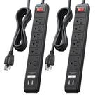 Power Strip Protetor de sobretensão Cable Matters, pacote com 2 unidades e 6 tomadas