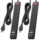 Power Strip Protetor de sobretensão Cable Matters, pacote com 2 unidades e 6 tomadas