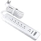 Power Strip Sharp 6 tomadas protegidas contra sobretensão 4 USB brancas