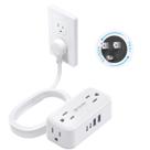 Power Strip TROND, plugue plano giratório de 360, 4 tomadas USB e 4