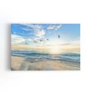 Praia Mar Pássaros Paisagem Nuvens Quadro Canvas 60x40cm