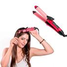 Prancha Chapa 2 em 1 Alisa Modela Faz Cachos Ondula Rosa