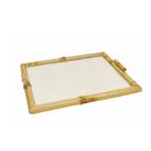 PRANCHA DE BAMBU QUADRADA M C/ VIDRO E PALHA 23 X 23 cm PRANCHA DE BAMBU QUADRADA M C/ VIDRO E PALHA 23 X 23 cm