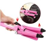 Prancha Modelador Cabelo Ondulado Cacheado TriOndas Rosa