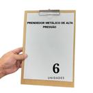 Prancheta Oficio Ideal Para Folha A4 Prendedor Metal 06 Unid