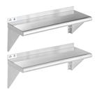 Prateleira: aço inoxidável ROCKPOINT, 30x76cm, 127 kg, pacote com 2 unidades, prata
