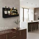 Prateleira Adega Suporte Decorativo para Vinhos Bebidas e Garrafas - Preto Laca