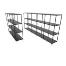 Prateleira de Aço Reforçada Mini Porta Pallet 200x60x90 Estante Estoque Bandeja Preta Módulos Conjugados 3 + 5