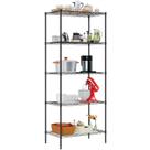 Prateleira de arame FDW de armazenamento de metal de 5 níveis 14x60x60cm preta