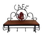 Prateleira de Café Porta Tempero 40cm Tema Bule Vermelho Sudeste Rústico