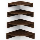 Prateleira de canto Alsonerbay Wall Mount, conjunto de 4 madeiras rústicas