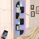 Prateleira de canto Waipfaru Estante de 5 níveis com luz LED preta