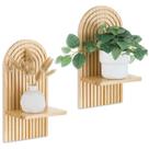 Prateleira de decoração de parede Walasis Boho Floating Rainbow Pine Wood