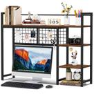 Prateleira de mesa Snughome Desktop Organizer 4 camadas de madeira rústica marrom