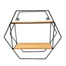 Prateleira Decorativa em Metal Preto e Madeira 40,5x12,5x35,5cm - FWB