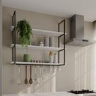 Prateleira Decorativa Londres 120 Cm Preto e Branco