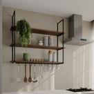 Prateleira Decorativa Londres 120 Cm Preto e Imbuia