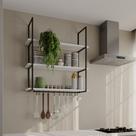 Prateleira Decorativa Londres 95 Cm Preto e Branco