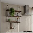 Prateleira Decorativa Londres 95 Cm Preto e Imbuia