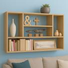 Prateleira Decorativa MDF Cru 75x90x15cm porta livros sala quarto