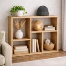 Prateleira Decorativa MDF Cru 75x90x20cm porta livros sala