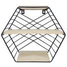 Prateleira decorativa sextavada aramado / madeira com 3 divisorias black 28x26x11cm - Wincy Prateleira decorativa sextavada aramado / madeira com 3 divisorias black 28x26x11cm - Wincy