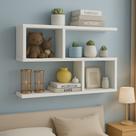 Prateleira Decorativa Suspensa em MDF 90x50x18cm Branca Estilo Moderno para Livros e Decoração