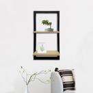Prateleira dupla designer quadro decorativa preta com cru