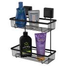 Prateleira Dupla Porta Shampoo Condicionador Suporte Com Fixação Ventosa Organizador Para Box Banheiro Lavabo Banho