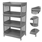 Prateleira Estante De Plástico 4 Andares Multiuso Desmontável 40x28x70cm Elloplas - Cinza