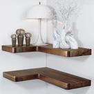 Prateleira flutuante de canto BATODA Acacia Wood Walnut 43x30 cm