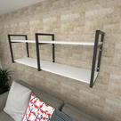 Prateleira industrial para Sala aço cor preto prateleiras 30cm cor branca modelo ind04bsl