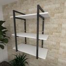 Prateleira industrial para Sala aço cor preto prateleiras 30cm cor branca modelo ind09bsl