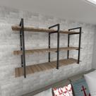 Prateleira industrial para Sala aço preto prateleiras 30 cm cor amadeirado escuro modelo ind12aesl