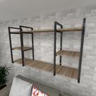 Prateleira industrial para Sala aço preto prateleiras 30 cm cor amadeirado escuro modelo ind17aesl