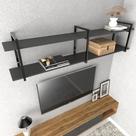 Prateleira industrial sala estar estante nicho parede mdf suspensa pratileira ferro preto