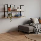 Prateleira Industrial Suporte Retangular Aba Meio 30x100cm