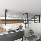 Prateleira Industrial Suspensa Teto Cozinha pratileira prateleira mdf nicho industrial nichos para cozinha nichos
